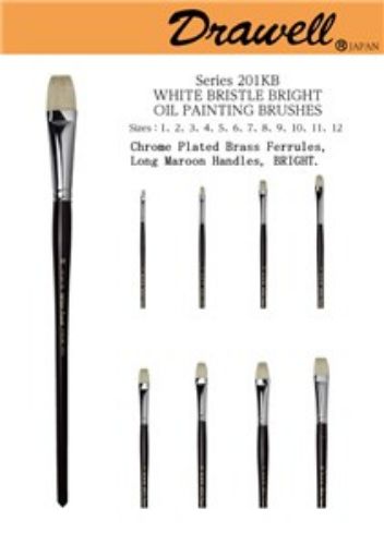 Drawell S201KB Bristle Bright #1 paintbrush with premium bristles for smooth strokes in watercolor, acrylic, and oil painting.