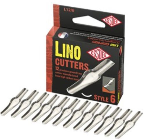 Lino Cutter No.6 with ergonomic grip and 12 high-carbon steel blades for precise printmaking and intricate designs.