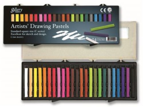 Assorted 24 pastels in vibrant colors for blending, layering, and fine arts, ideal for artists on the go.