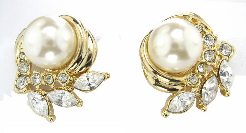 Earrings Pearl. Rhodiumodium. Gold/C