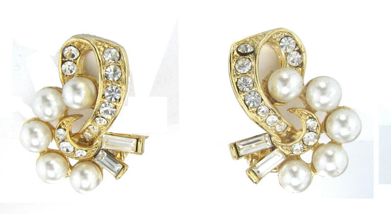 Earrings Pearl. Rhodium. Gold/C