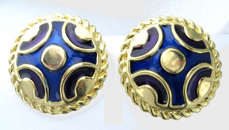Earrings En. Gold/C  & Blue Inner