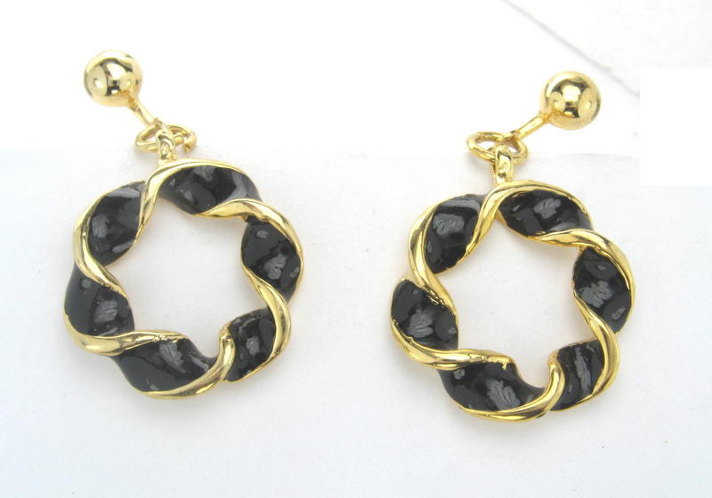 Earrings En. Gold/C Black Enamel (SMARTFOX)