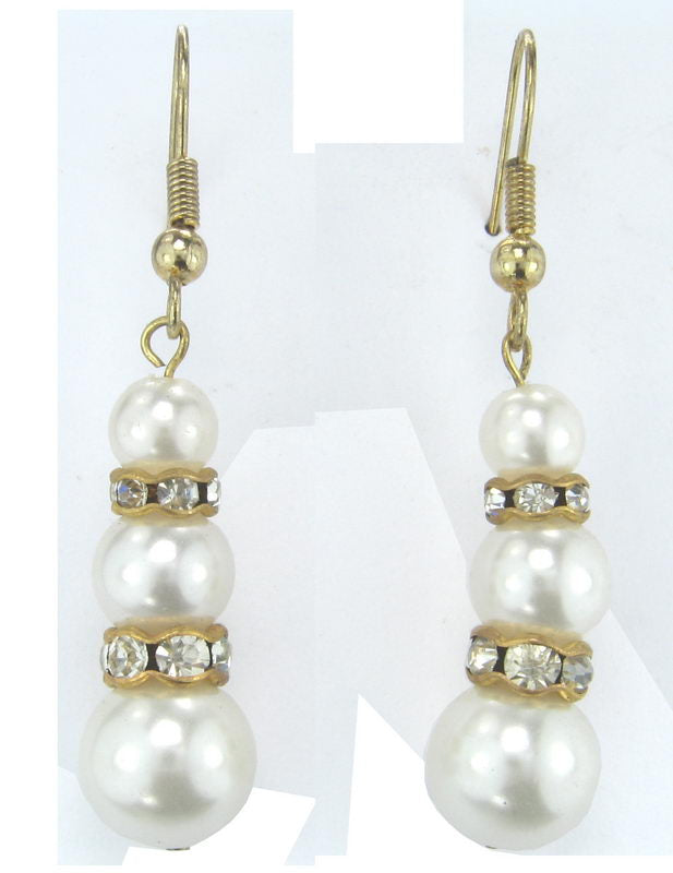 Earrings Pearl. Gold. Rhodium- Version 5