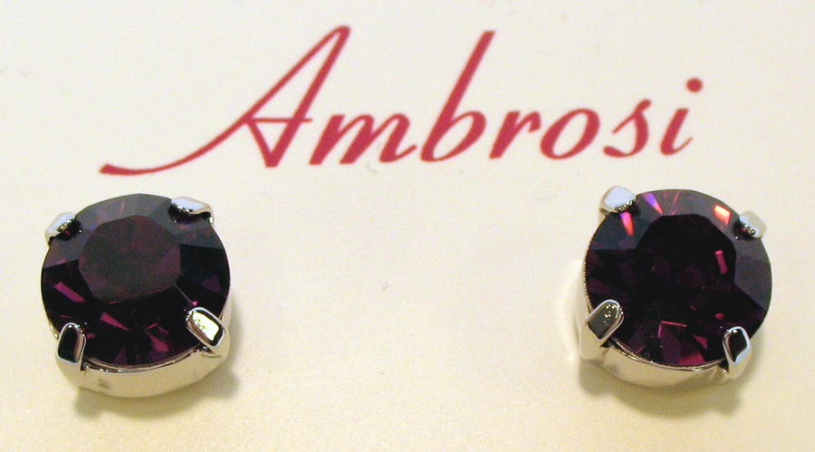 Earrings - Large Crystal Stud Earring - Amethyst