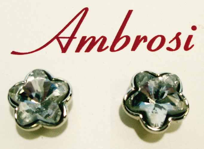 Earrings - Flower Shape Crystal Stud - Clear