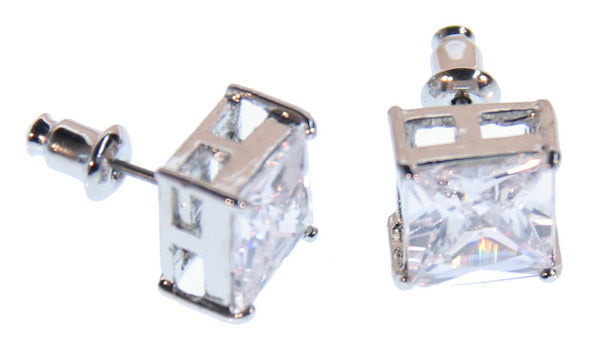 Earrings 10mm Square Cz Stud