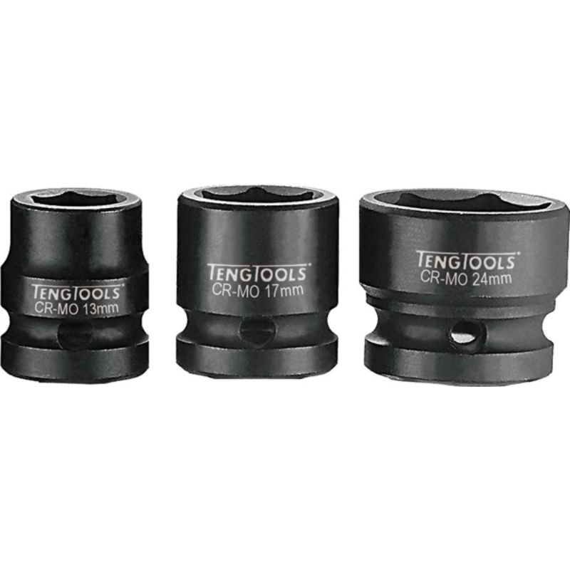 Teng 1/2in Dr. Stubby Impact Socket 17mm DIN