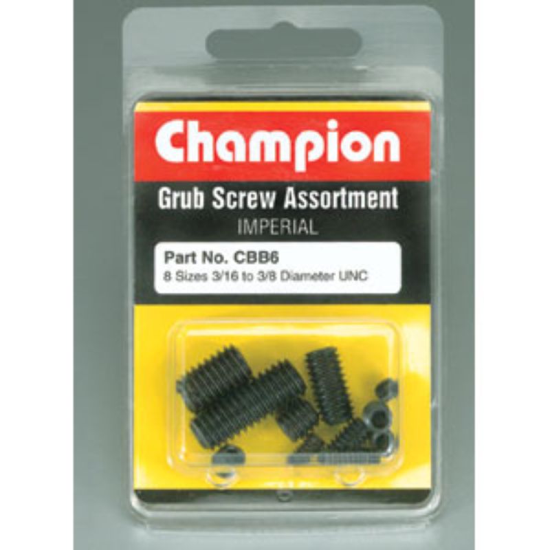 Champion 16Pc Imperial UNC Grub Set Screw Assortment