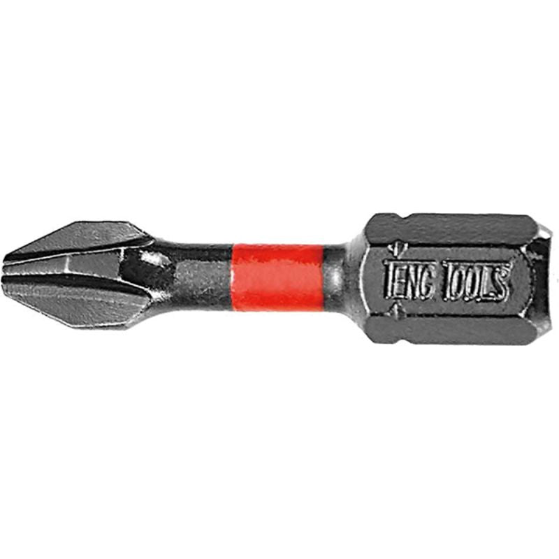 Teng 1/4in PH#1 Impact Screwdriver Bit, 30mm, designed for precision and strength in driving Phillips screws.