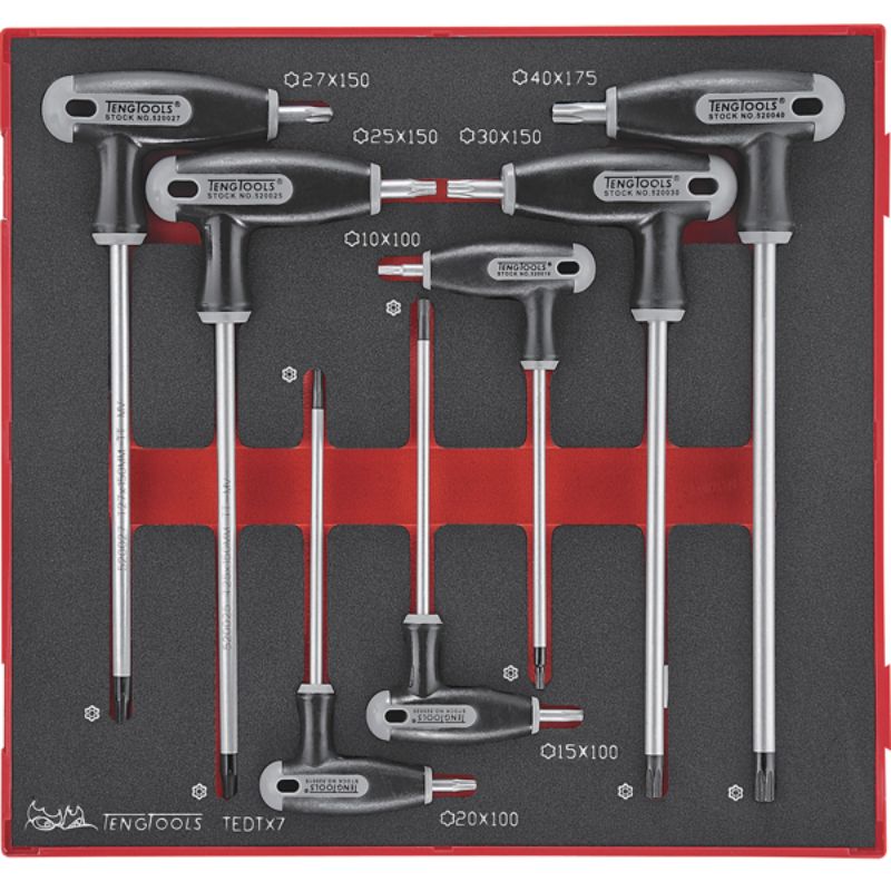 Teng 7pc Torx Tp/Tpx T-Handle Set 10-40 -TED-Tray