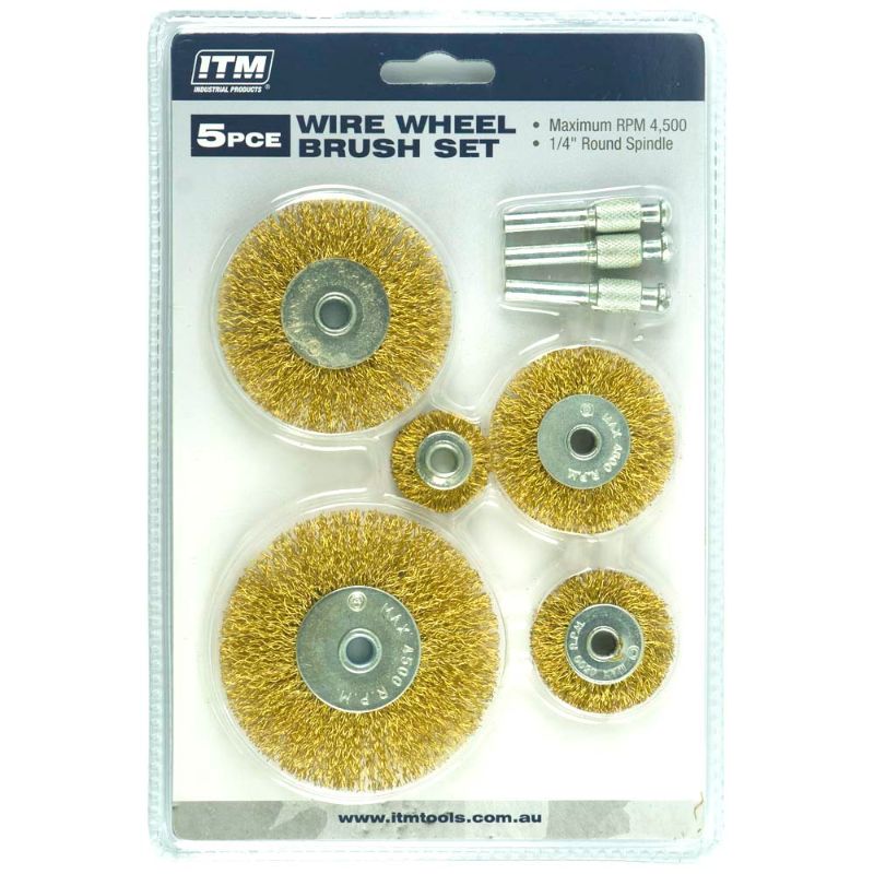 ITM 5 Piece Crimp Wire Wheel Brush Kit