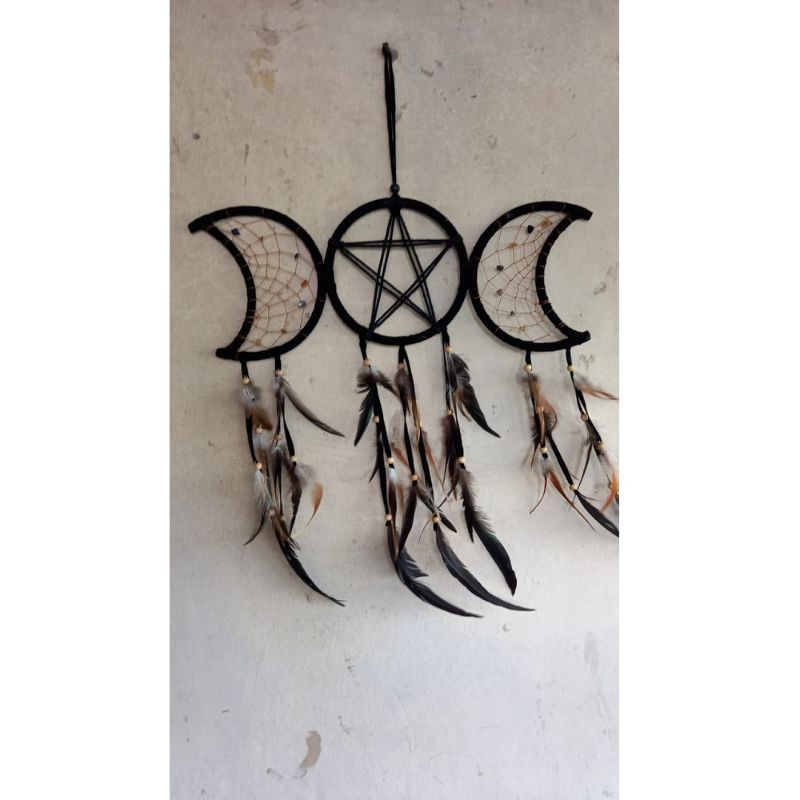 Triple Moon Black Dreamcatcher 30cm