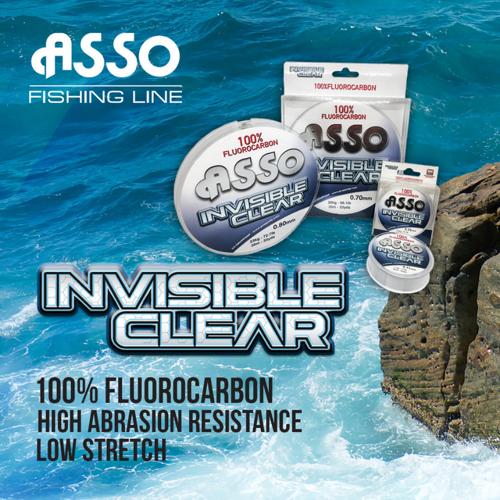 Fluorocarbon Fishing Leader Line Asso Invisible Clear 50m 23.8lb