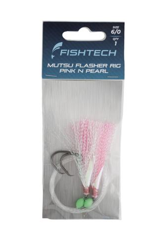 Mutsu Flasher Fishing Rig Fishtech Economy 6/0 Pink n Pearl