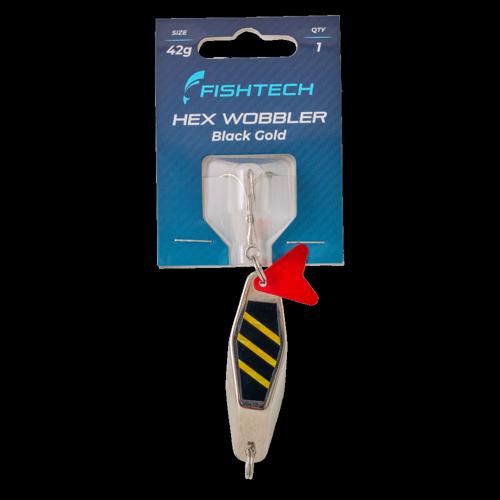 Hex Wobbler Metal Fishing Lure Fishtech 42g Black Gold