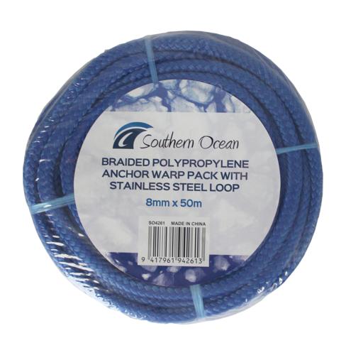 Boat Anchor Warp Rope Pack Southern Ocean Braided Polyester 8mm x 50m