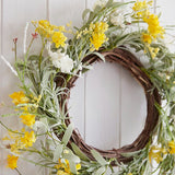 Artificial Easter Wreath - Yellow Flower Spring Foliage (40cm)