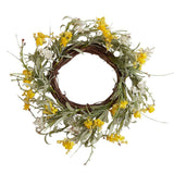 Artificial Easter Wreath - Yellow Flower Spring Foliage (40cm)