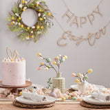 Pastel speckled egg stems for Easter decor, 5 artificial twigs in a vibrant arrangement, perfect for centerpieces.