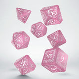 Q Workshop - Elvish Dice Set - Shimmering Pink & White Dice Set 7