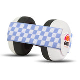 Baby Earmuffs - White/Bluecheckered - Em's 4 Kids