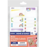 Avery Kids Durable Labels Dishwasher & Microwave Safe 42 Labels Rainbow 41423