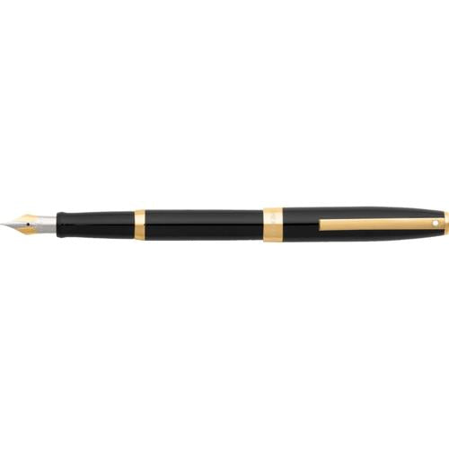 SHEAFFER SAGARIS 9471 GLOSS BLACK FOUNTAIN PEN WITH GOLD TONE TRIM - MEDIUM