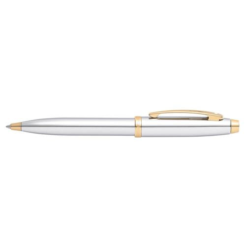 SHEAFFER 100 CHROME/GOLD TRIM PLATE BALLPOINT PEN