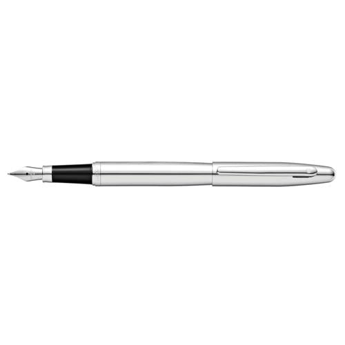 SHEAFFER VFM 9421 POLISHED CHROME FOUNTAIN PEN WITH CHROME TRIM - MEDIUM
