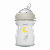 CHICCO BOTTLE GLASS: NATURAL FEELING 250ML SLOW FLOW
