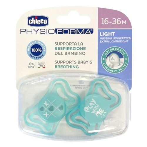 CHICCO SOOTHER:PHYSIO LIGHT BLUE SIL 16-36M 2PC