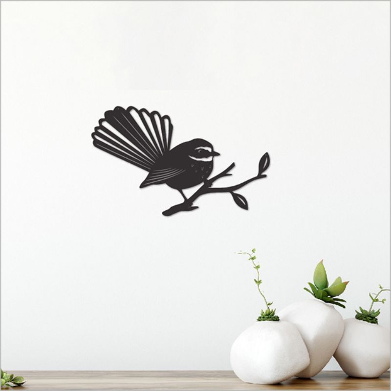 Elegant Black Acrylic Fantail Wall Art, 13.7cm, with matte finish, perfect for modern home decor.