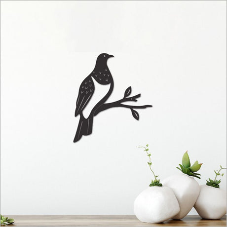 Stunning Black Acrylic Kereru wall art, 11.8cm, showcasing New Zealand wildlife in modern decor style.