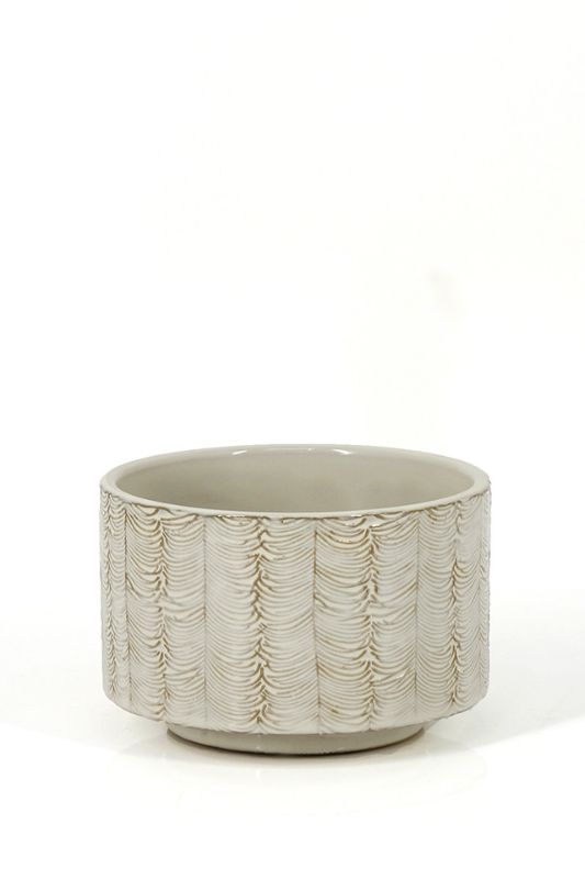Ceramic - Glazed 'Feather' Series Ceramic Vase -  Ivory - Set of 12