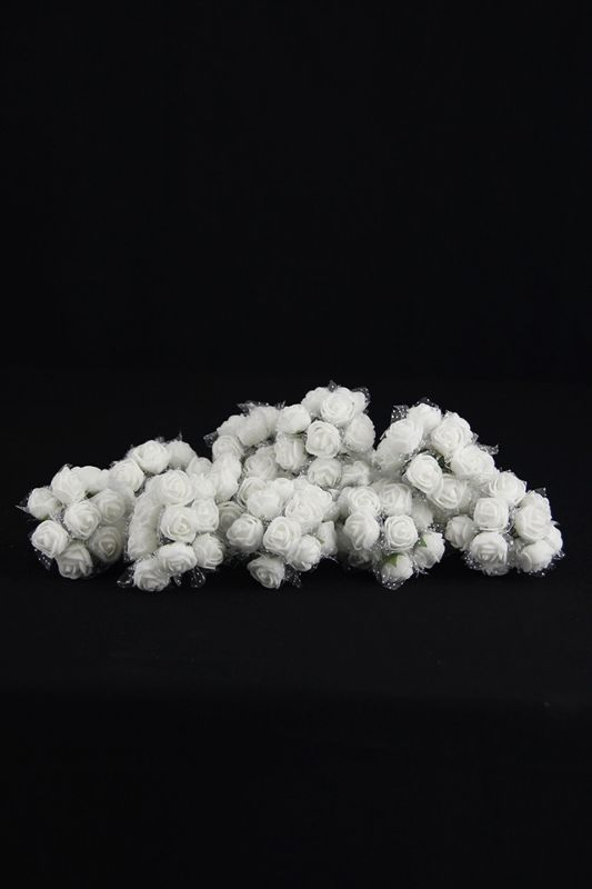 Mini Foam Rose Heads - 144pcs -  White