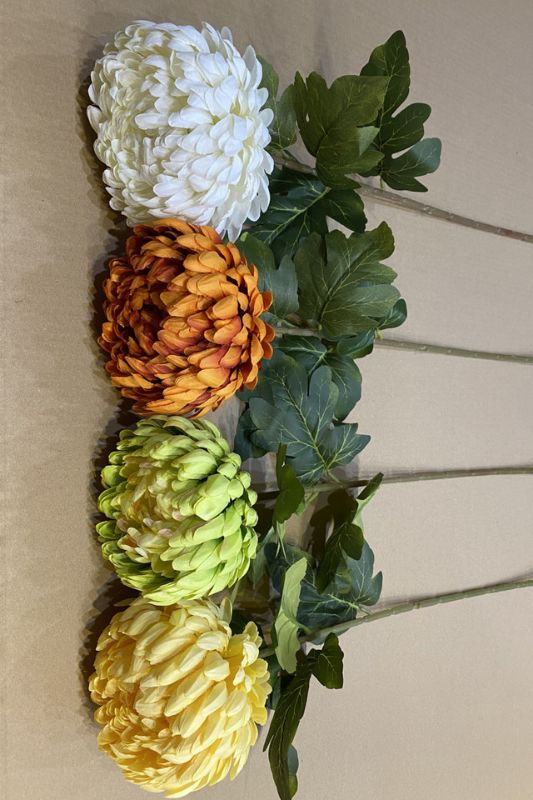 Artificial Grandiflorum Chrysanthemum -  White - Set of 6