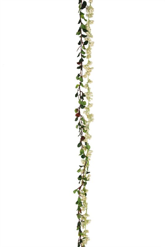 Artificial Snow Berry Garland -  White Green