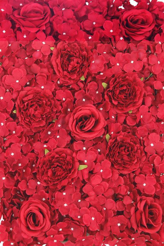 Hydrangea / Rose Flower Wall Panel Red -  Red