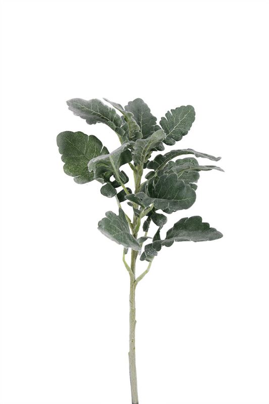 Artificial Flocked Silver Suade Leaves -  Sage - Set of 6