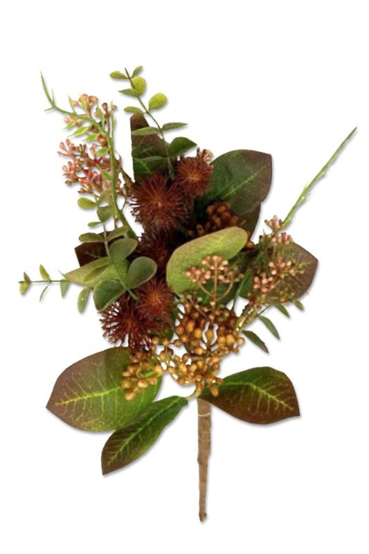 Artificial Autumn Spray -  Orange Brown - Set of 6