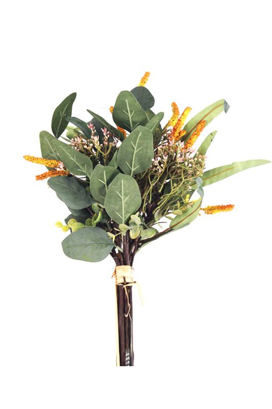 Artificial Eucalyptus Bouquet 9 Stems -  Cranberry - Set of 2