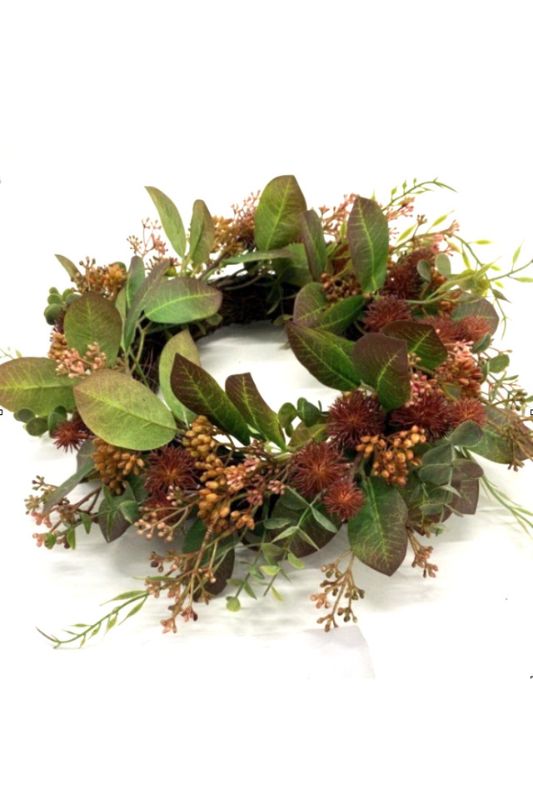 Artificial Onion Ball Eucalyptus Wreath -  Mid Green