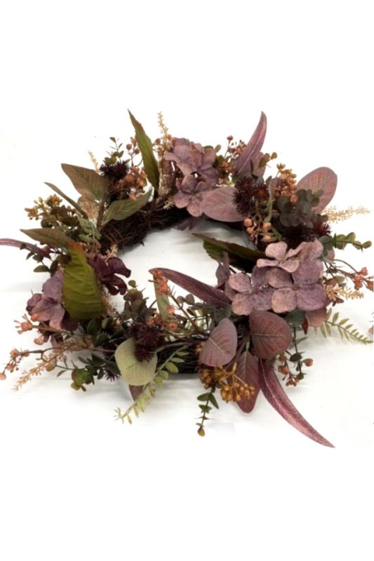 Artificial Onion Ball Eucalyptus Wreath -  Dark Pink