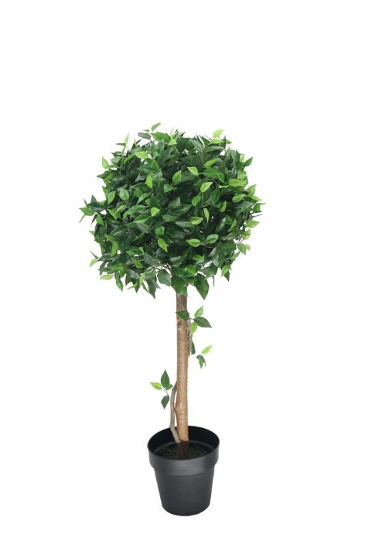 Artificial Ficus Tree Pot -  Mid Green - Set of 2