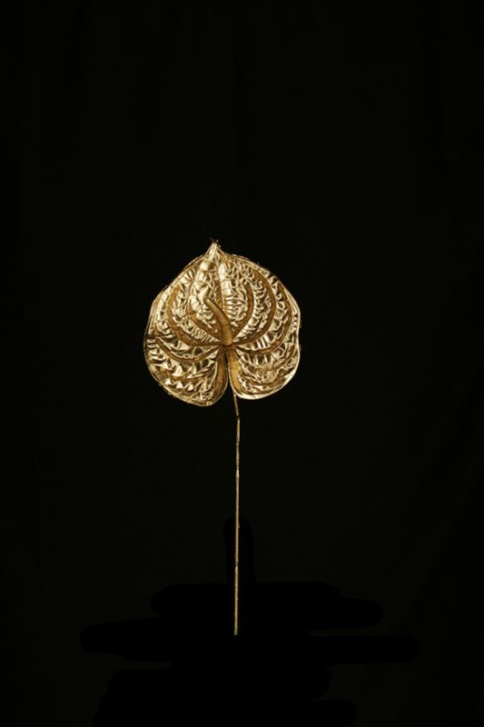 Artificial Anthurium Flower -  Gold - Set of 4
