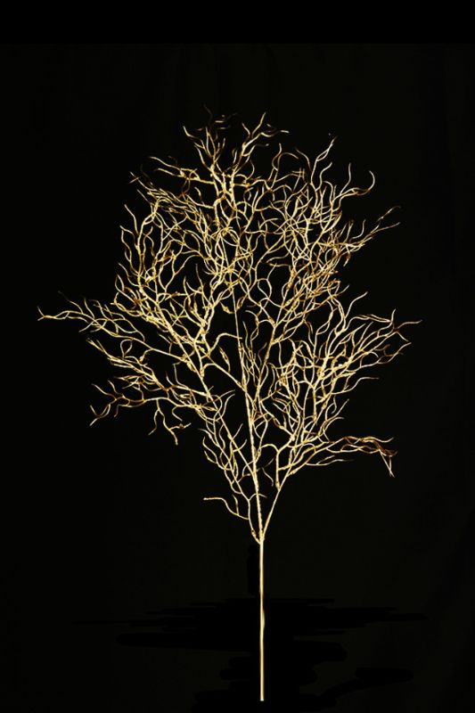 Artificial Curly Willow Branch -  Gold - Set of 4