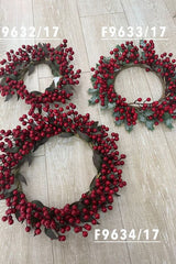 Artificial Gloss Berry Wreath -  Red