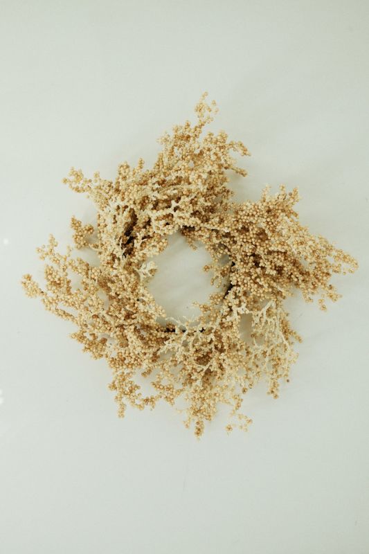 Artificial Fine Cluster Berry Wreath -  Champagne