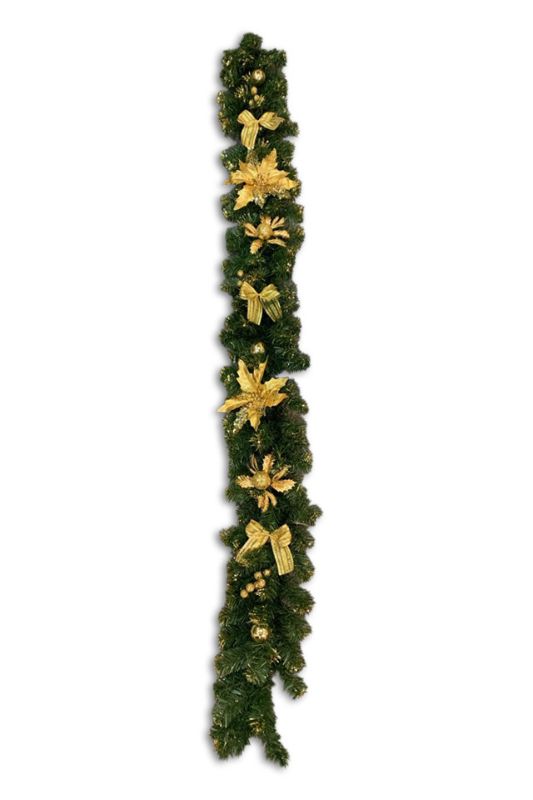 Glitter Christmas Garland -  Gold - Set of 3